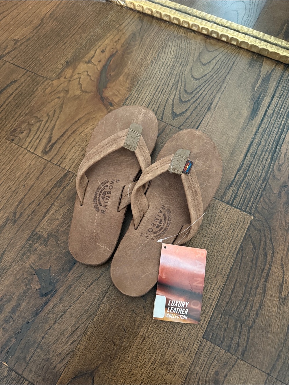 Rainbow Brown Suede Flip Flops